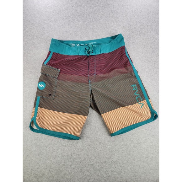 RVCA Men's Performance Stretch Commander Trunk Boardshort Colorblock Size 34 - Picture 1 of 16